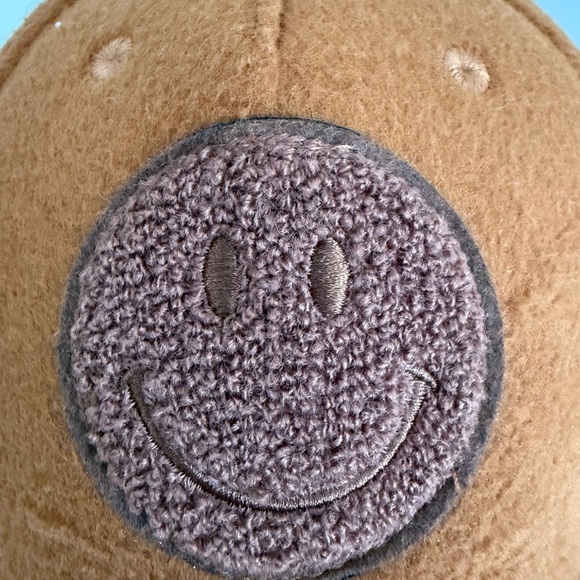 New Hip Steve Madden Brown Happy Face Soft Baseball Hat One Size Back Adj Strap - Picture 2 of 5